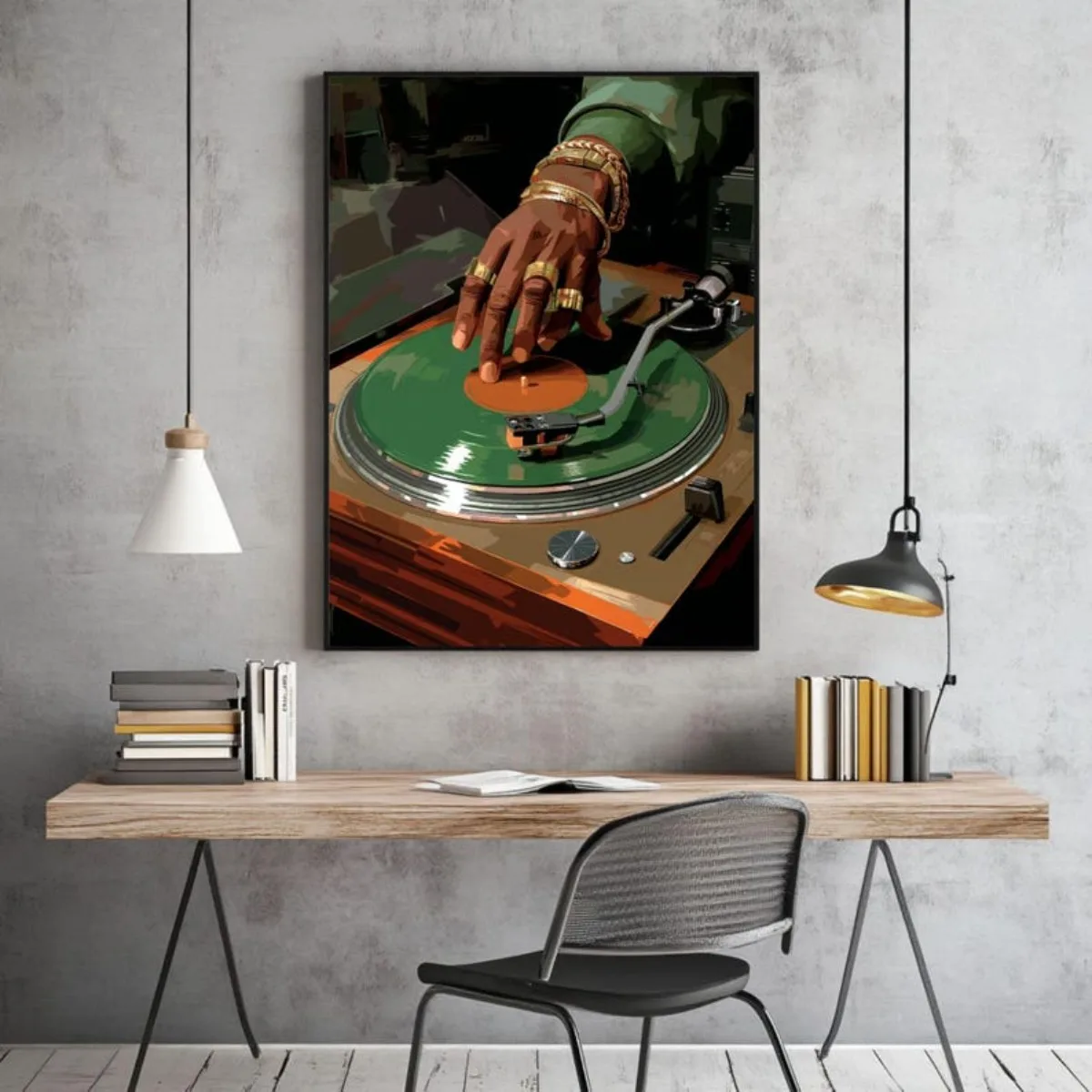 Vintage Vinyl Record Canvas Print Poster Black Man DJ Hip Hop Music Art Prints Hypebeast Bedroom Wall Art Home Decor Poster Gift