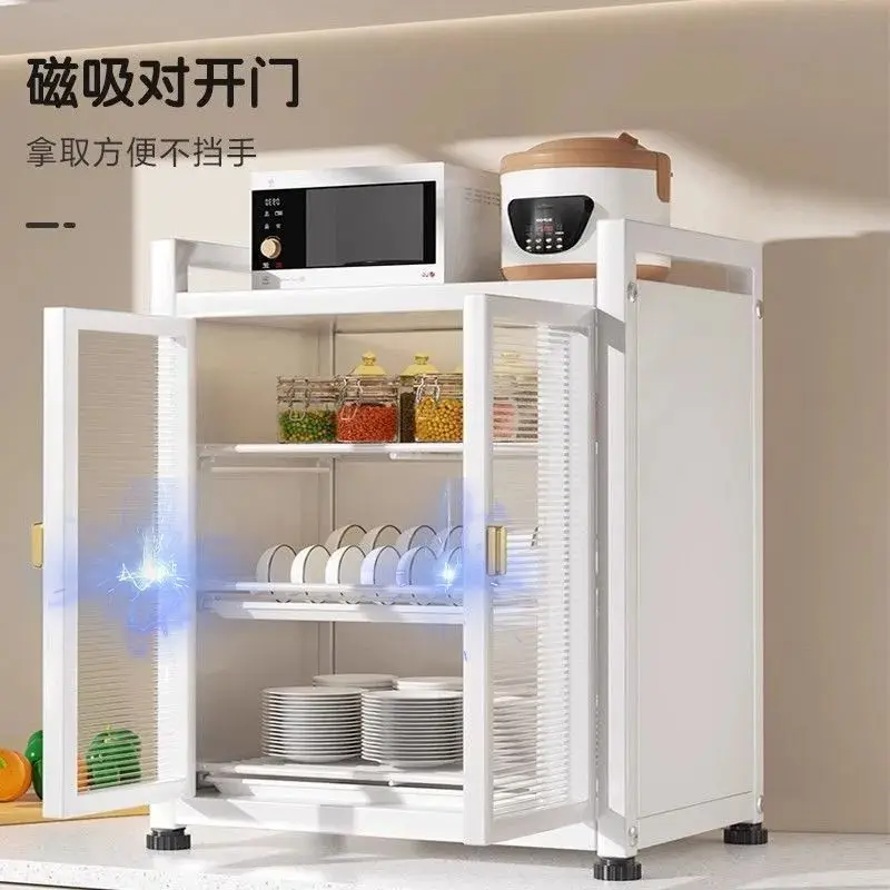 Kitchen Dish Storage Cabinet Countertop Dish Drain Dust Rack Household Tableware Multi-layer Organizing Rack Tableware Shelf