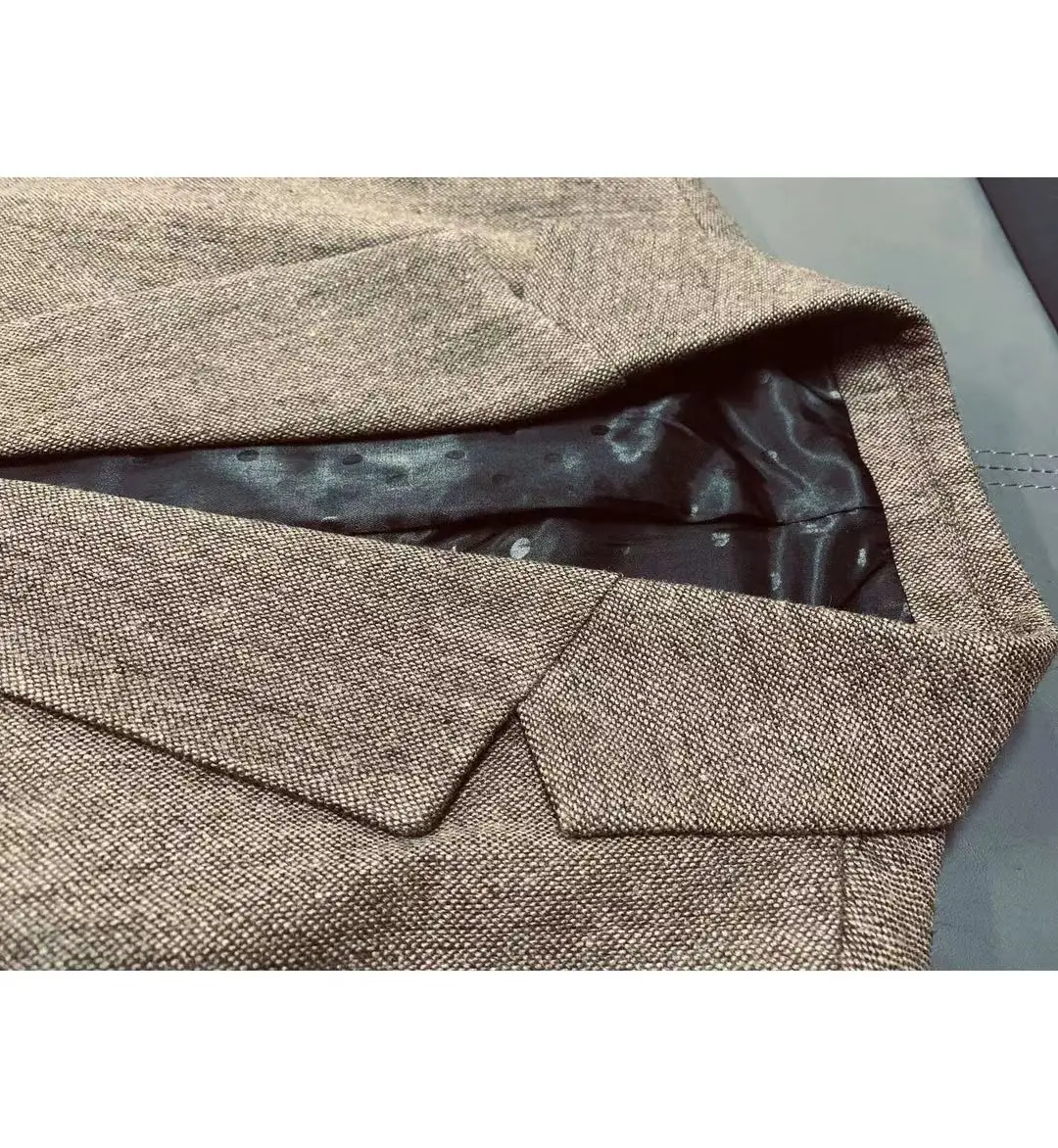 Terno de três peças masculino notch lapela tweed casual terno de negócios para casamento, trabalho (blazer + colete + calças)