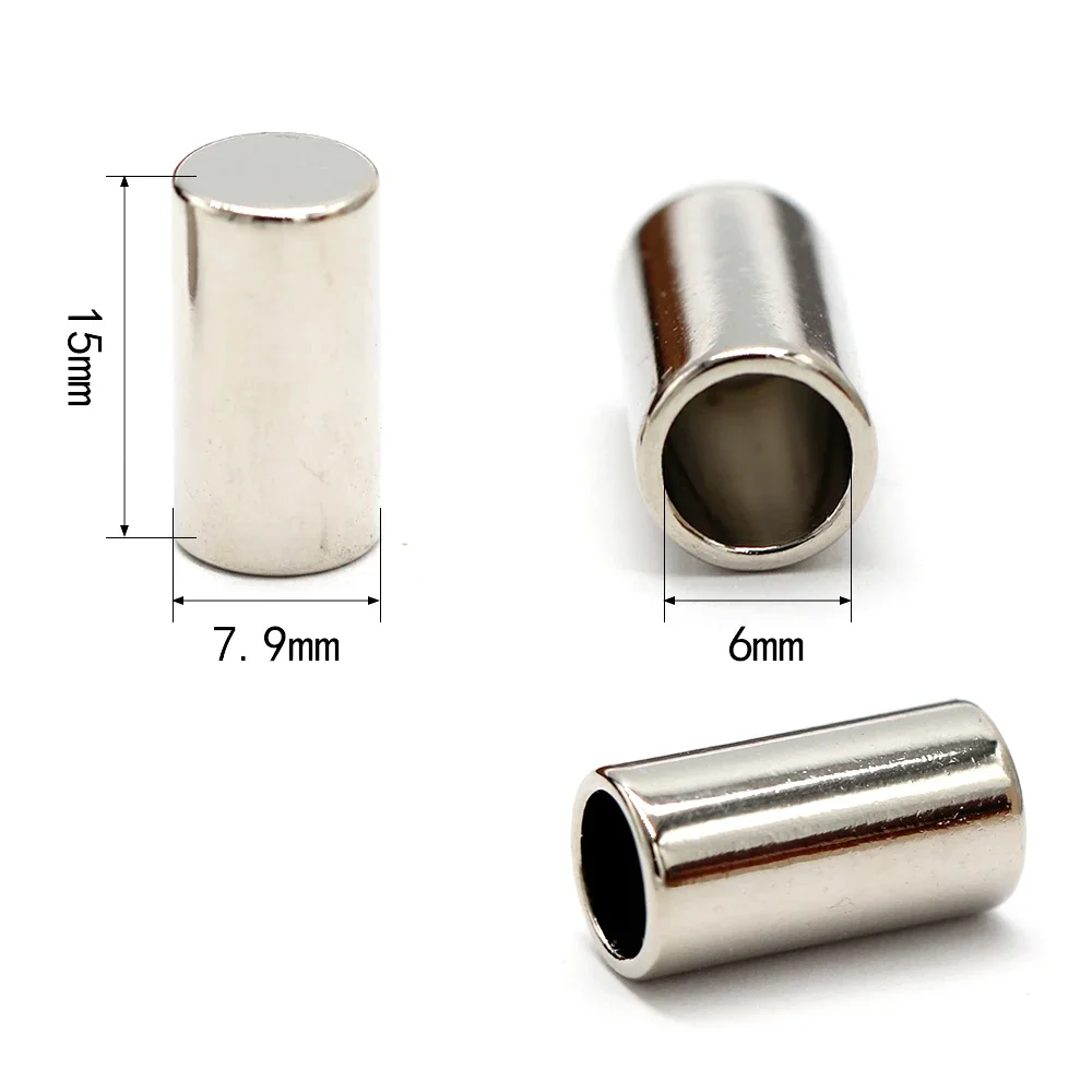 Cylinde Metal End Stopper para Vestuário, Corda Termina, Clipes Lanyard, Fixador para Artesanato DIY, Cordões Acessórios, 15mm, 10Pcs