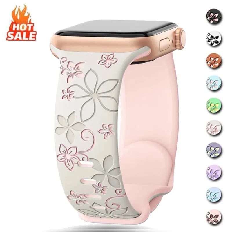 Engraved Strap For Apple Watch Band 46mm 40mm 44mm 41mm 42 45 49mm silicone bracelet For iwatch series 11 10 9 7 se 6 5 8 ultra