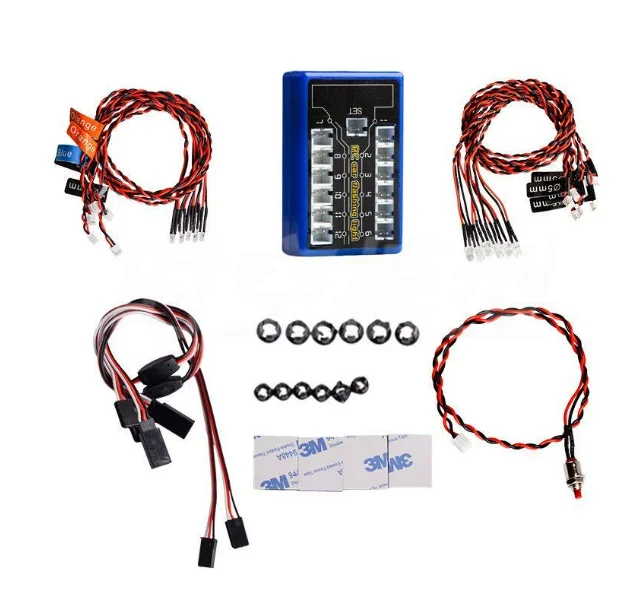 Universal 12 LEDs RC Model Headlight Taillight Set 3 Color Modes 4.8V-6V Lighting System for Tamiya Axial