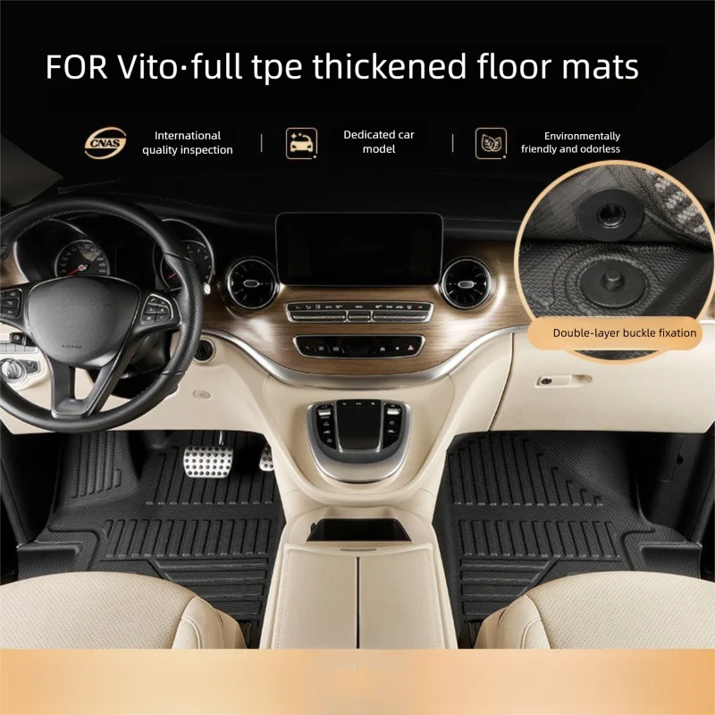 TPE Floor Mats Compatible with For Mercedes Benz Vito/V-Class Metris/Viano Front Row 2004-2024 LHD Full Coverage Accessories