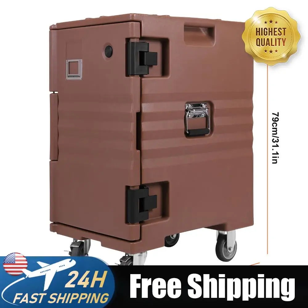 

118QT Front Loading Insulated Food Pan Carrier Front Loading Food Warmer with Wheels W/Handles for Catering & Transport