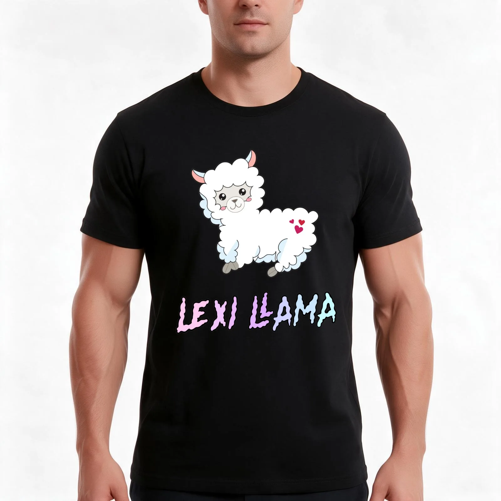 Lexi Llama Hensler T-Shirt, Summer Casual Cotton Tee, Oversized Streetwear Tops, Vintage Graphic Print, Loose Fit Short Sleeve