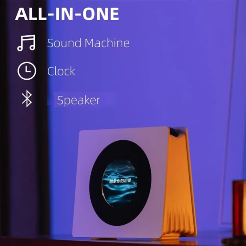 كلمات ديناميكية جديدة من الفينيل عائمة على آلة صوت بلوتوث على الساعة الرقمية الرجعية مع 8 أصوات صامتة #5