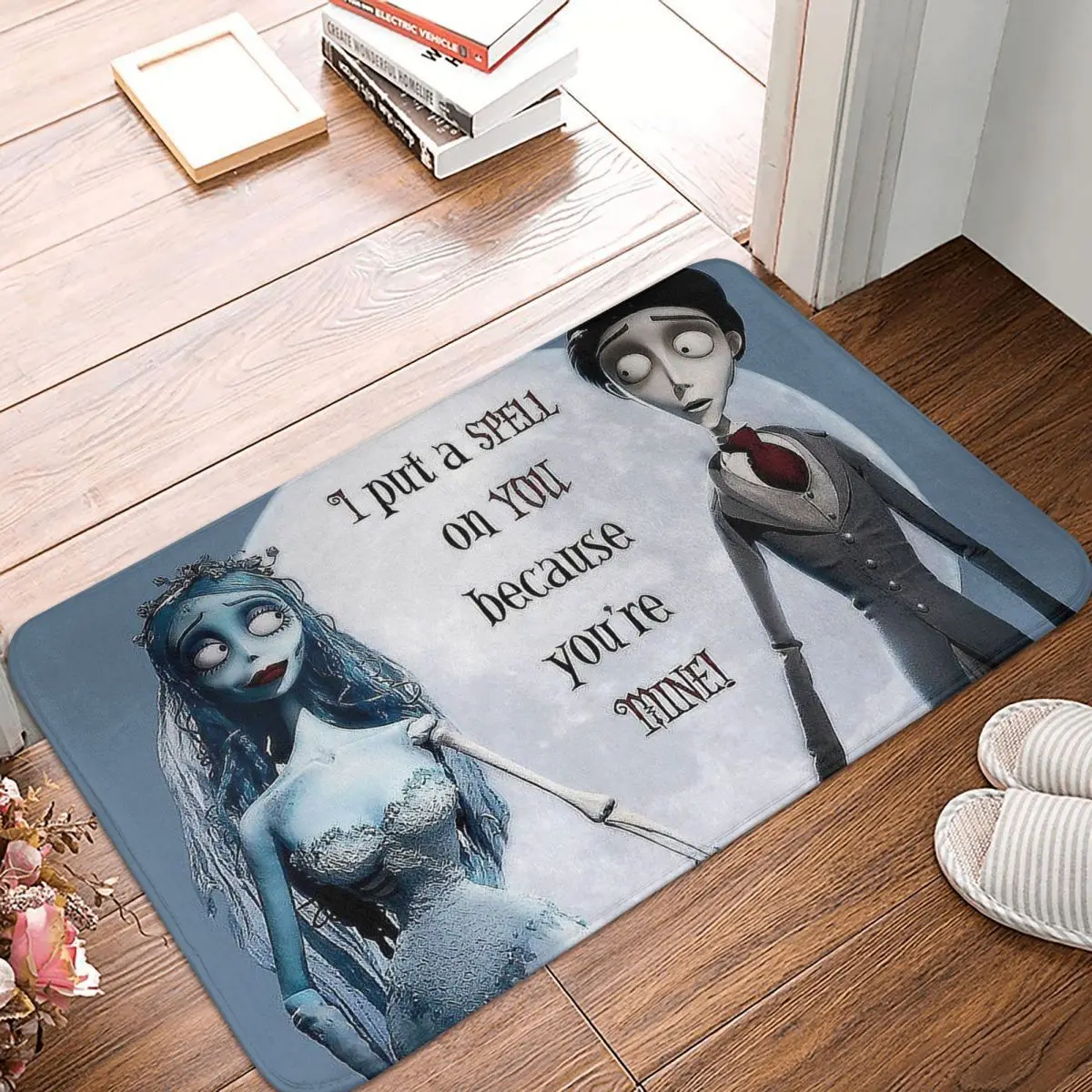 Cartoon Anime Bath Mat Halloween Love Couple Corpse Bride Doormat Kitchen Carpet Outdoor Rug Home Decoration