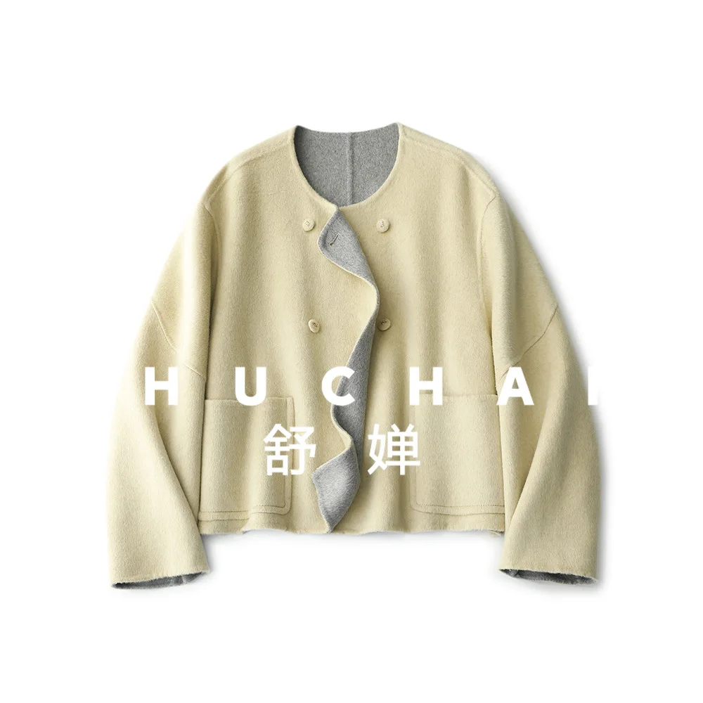 

Корейское двустороннее кашемировое шерстяное пальто, женские двусторонние кашемировые короткие куртки для отдыха