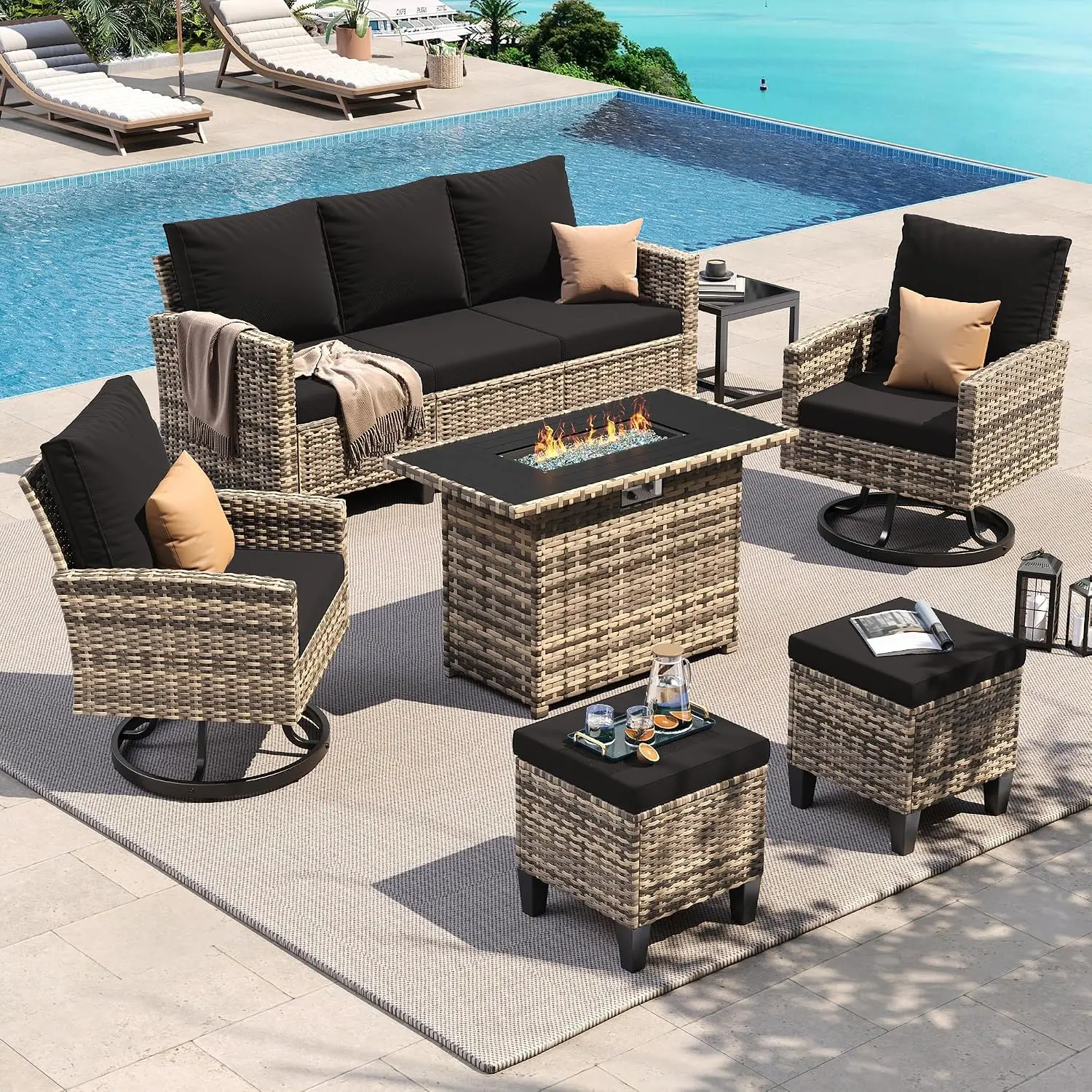 Outdoor Furniture Dining Set - طقم أثاث فناء مكون من 7