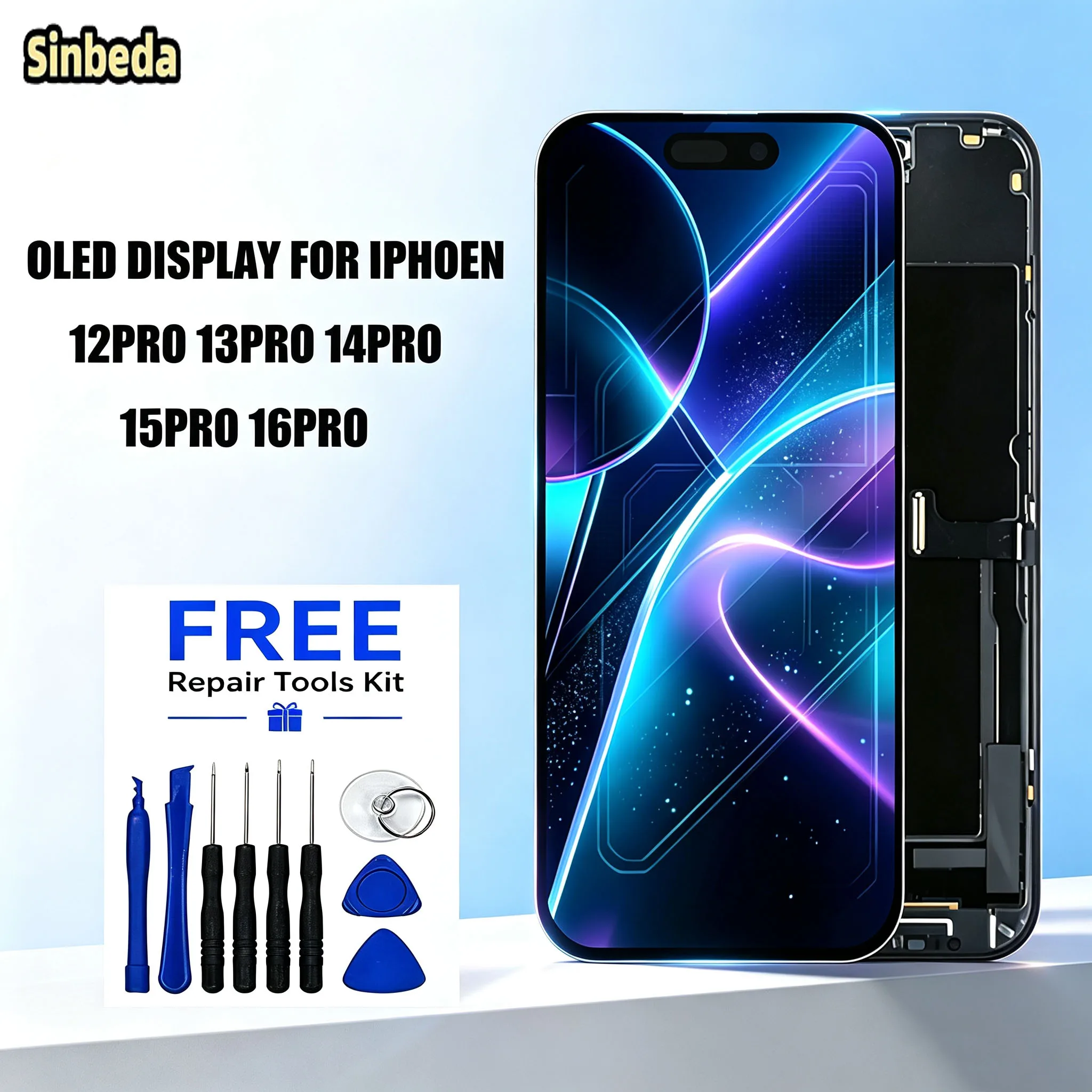 100% Tested Oled Display For Iphone  12 13 14 15 16 Pro 3D Touch Screen Digitizer Full Assembly With Repair Tool Kit