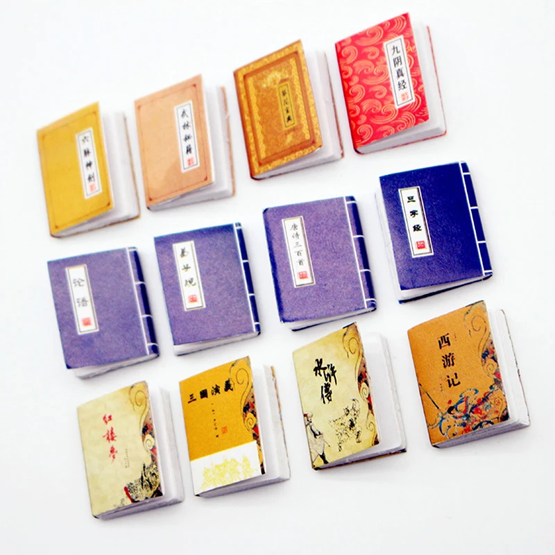 4 ピース/セットミニ四大古典小説ブックモデルドールハウスアクセサリー研究装飾ミニチュアドールハウスアイテム