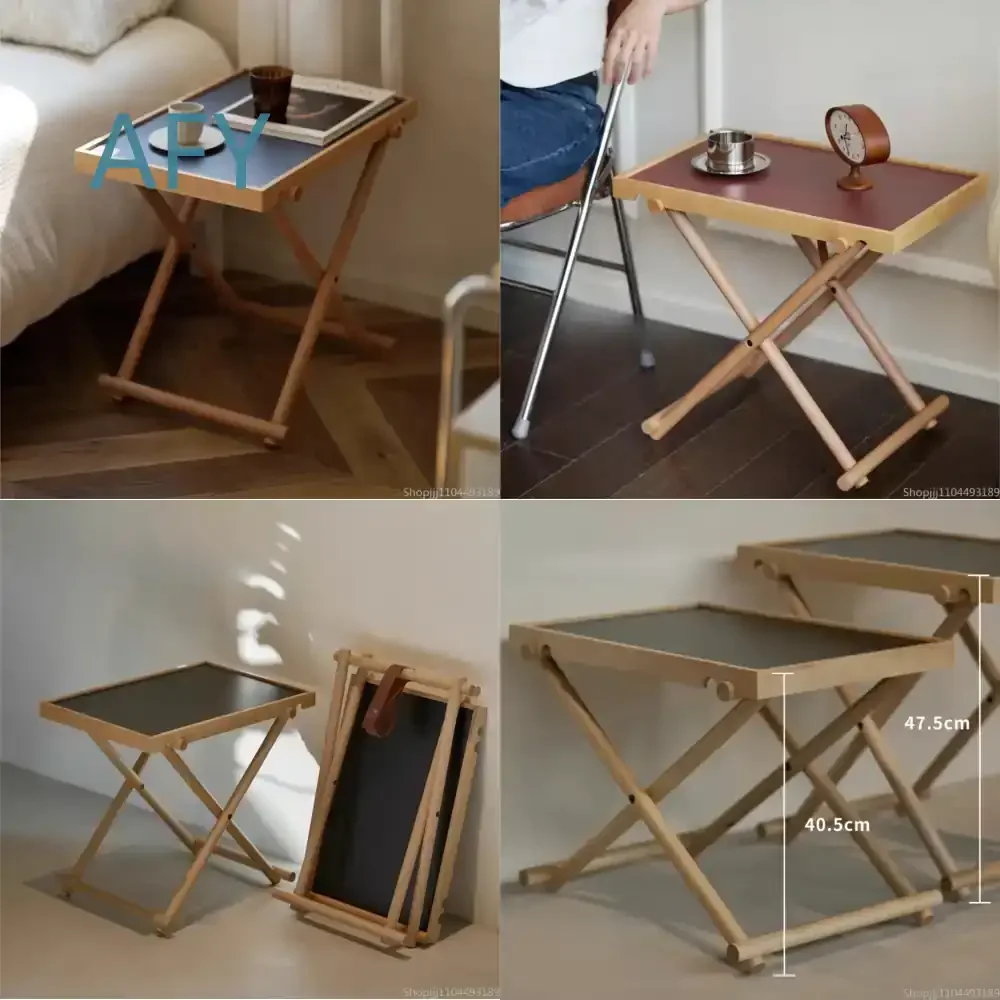 Nordic Middle Ancient Solid Wood Coffee Table for Sofa Side Table Living Room Furniture Bedroom Nightstand Folding Table