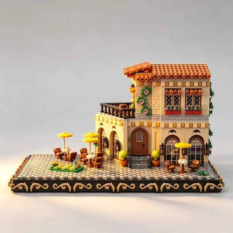 4198PCS Seaside Sunset Diorama Beach Scene Model Building Blocks DIY Assembly Bricks Creative Architecture Toy Collectible Gift
