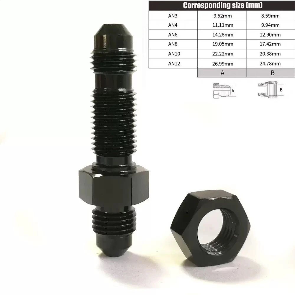 

0-Degree AN6 AN8 AN10 AN4 Aluminum Alloy Radiator Oil Cooler Pipe through Wall Extension Joint Straight Nut Connector for Modifi