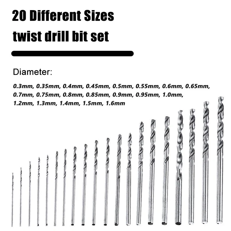

Набор из 20 предметов, деревообрабатывающий пластиковый ПВХ печатный инструмент, микросверлильный инструмент, полная шлифовальная мини-спиральная дрель 0,3-1,6 мм