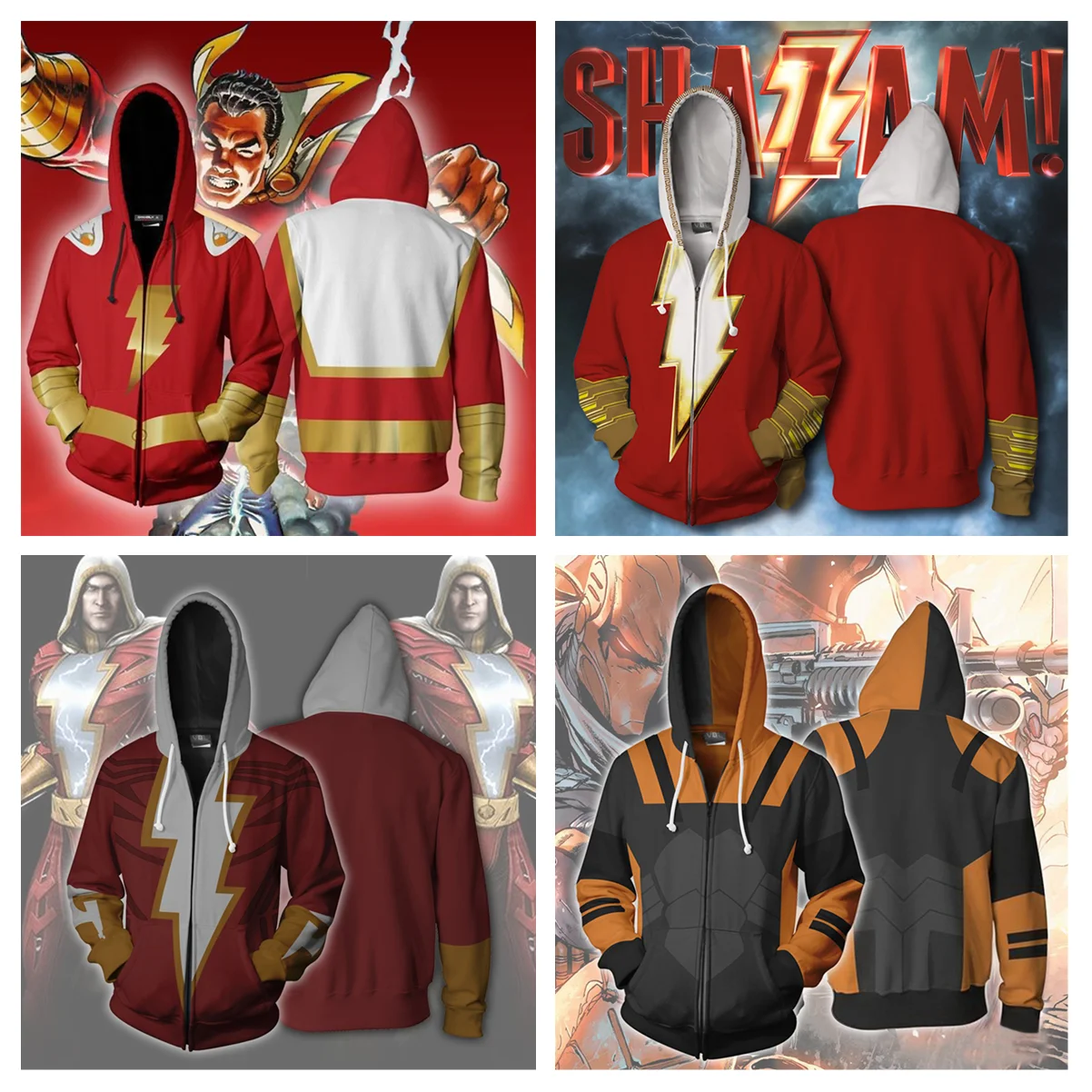 Movie Shazam Hoodies Black Adam Sweatshirt Cosplay Hooded Deathstroke 3D Printing Jacket Zipper Clothes Unisexy Hoody Coat Gifts