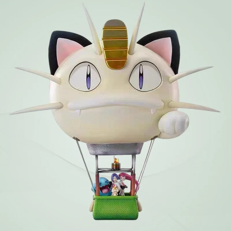 38cm Anime Team Rocket Meowth Heißluftballon Figur PVC Sammlerstück Modell Schreibtischdekoration Ausstellungsstück