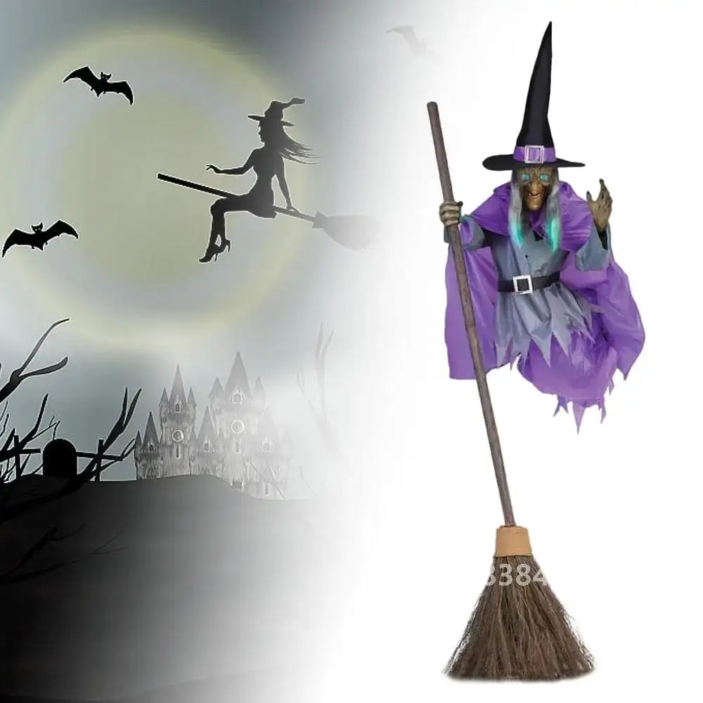 

Flying Witch Outdoor Decor Spooky Flying Witch Decorations with Sounds Lights for Outdoor Halloween Yard for Garden for Indoo