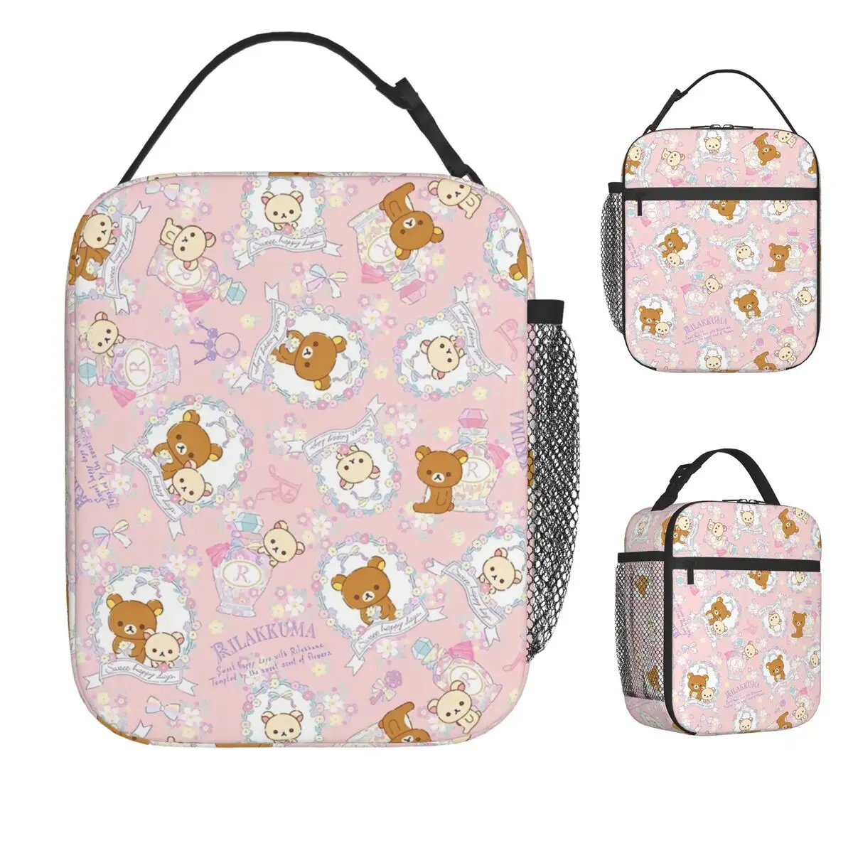 

Kawaii Rilakkuma Bear мультяшная сумка для обеда, коробка для обеда для пикника для мужчин, милые дизайнерские термосумки-тоут, водонепроницаемая сумка-холодильник
