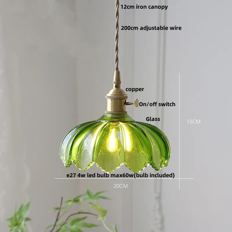 IWHD Nordic Moderne LED Hanglampen Koffie Woonkamer Balkon Groen Glas Koperen Knop Schakelaar Hangende Lichtarmatuur Luminaira