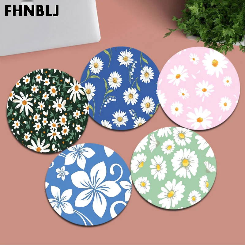 Fashion Floral Mousepad Small Round Office Student Gaming Thickened Writing Pad Non-slip Cushion Mouse Pad For PC Computer Table