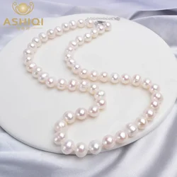 ASHIQI Natural Freshwater Pearl Necklace  Near Round Pearl Jewelry for Women Wedding Gifts for The New Year Trend