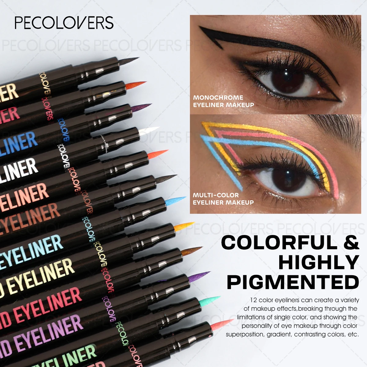 1 Pc Liquid Colorful Eyeliner, High Color Rendering Eyeliner Pen, Quick Drying Waterproof And Sweat-proof, For All Types_voghion.com
