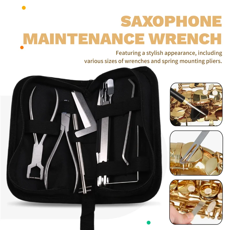 

A51Q-Multifunctional Sax Repair Tool Saxophone Maintenance Wrench And Spring Pliers Instrument Repair Set For Woodwinds