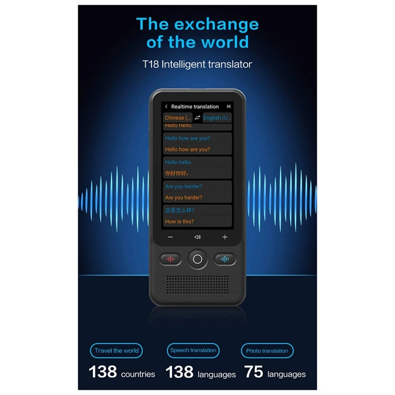 New T18 Offline Voice Translator Intelligent 138 Language Wifi Real-Time Translator Without Internet Translation Stick