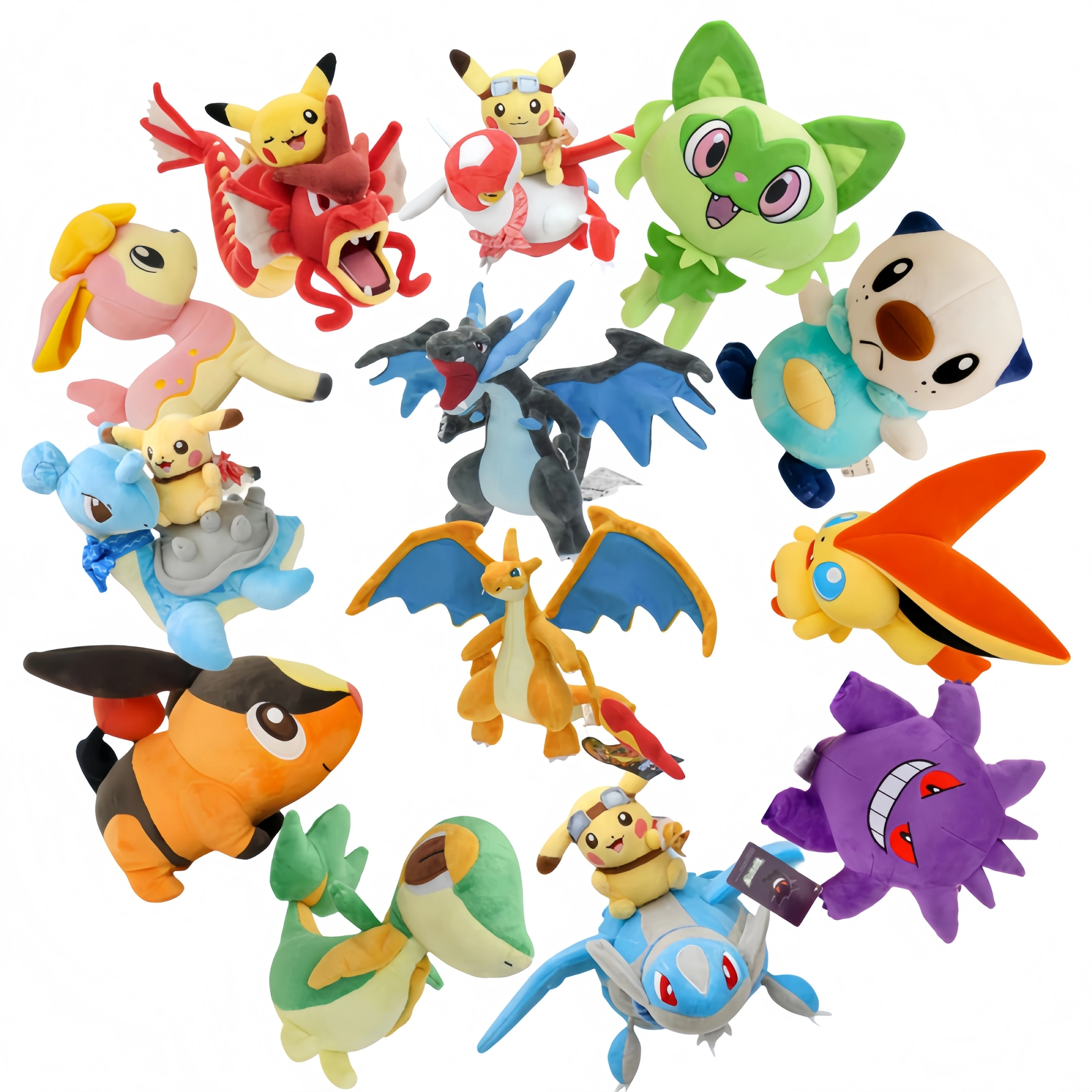 

Плюшевая игрушка Покемон Пикачу на спине Гараруда/Лапраса, мягкая кукла Ниви, Тепиг, Виктини, Дирлинг, Ошавотт, Чаризард, Генгар, плюшевая игрушка