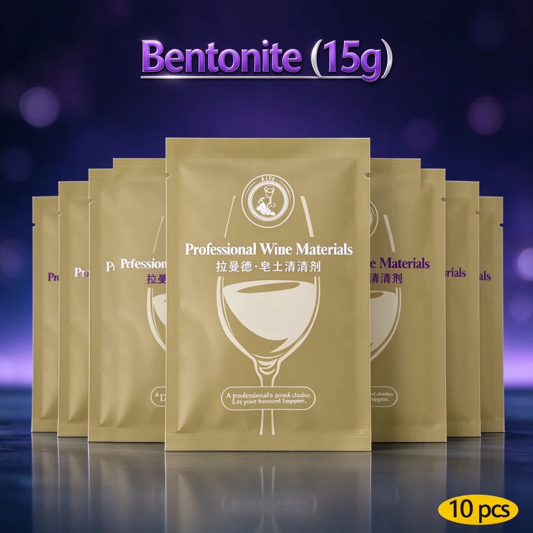 10Pcs x15g Bentonite Wine Clarifier Powder, Food Grade Aluminum Bag Pack for Wine Brewing