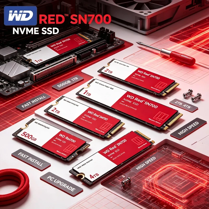 WD Red SN700 Western Digital 500GB 1TB 2TB M.2 2280 PCIe4.0 NVMe SSD NAS Friendly Storage For Desktop PC Laptop System Upgrade