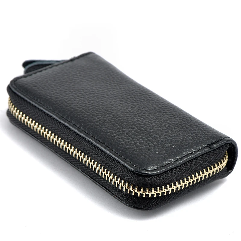 Fashion Simple Key Holder Genuine Leather Wallet Unisex Solid Key Wallet Organizer Bag Car Housekeeper Wallet Card Holder