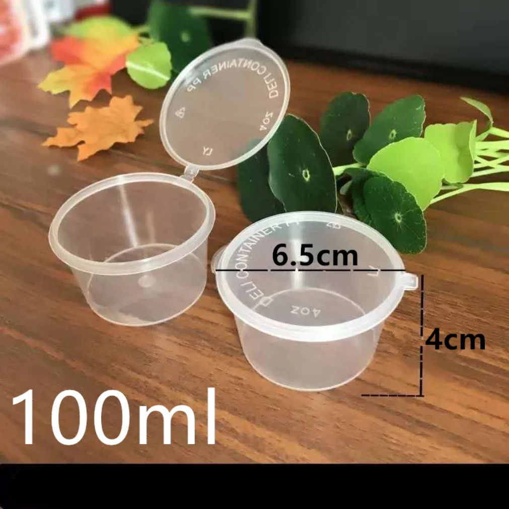 50 ピース/セット 30 ミリリットル 50 ミリリットル 100 ミリリットル使い捨てプラスチックテイクアウトソースカップ容器食品ボックスヒンジ付き蓋顔料ペイントボックス再利用可能な