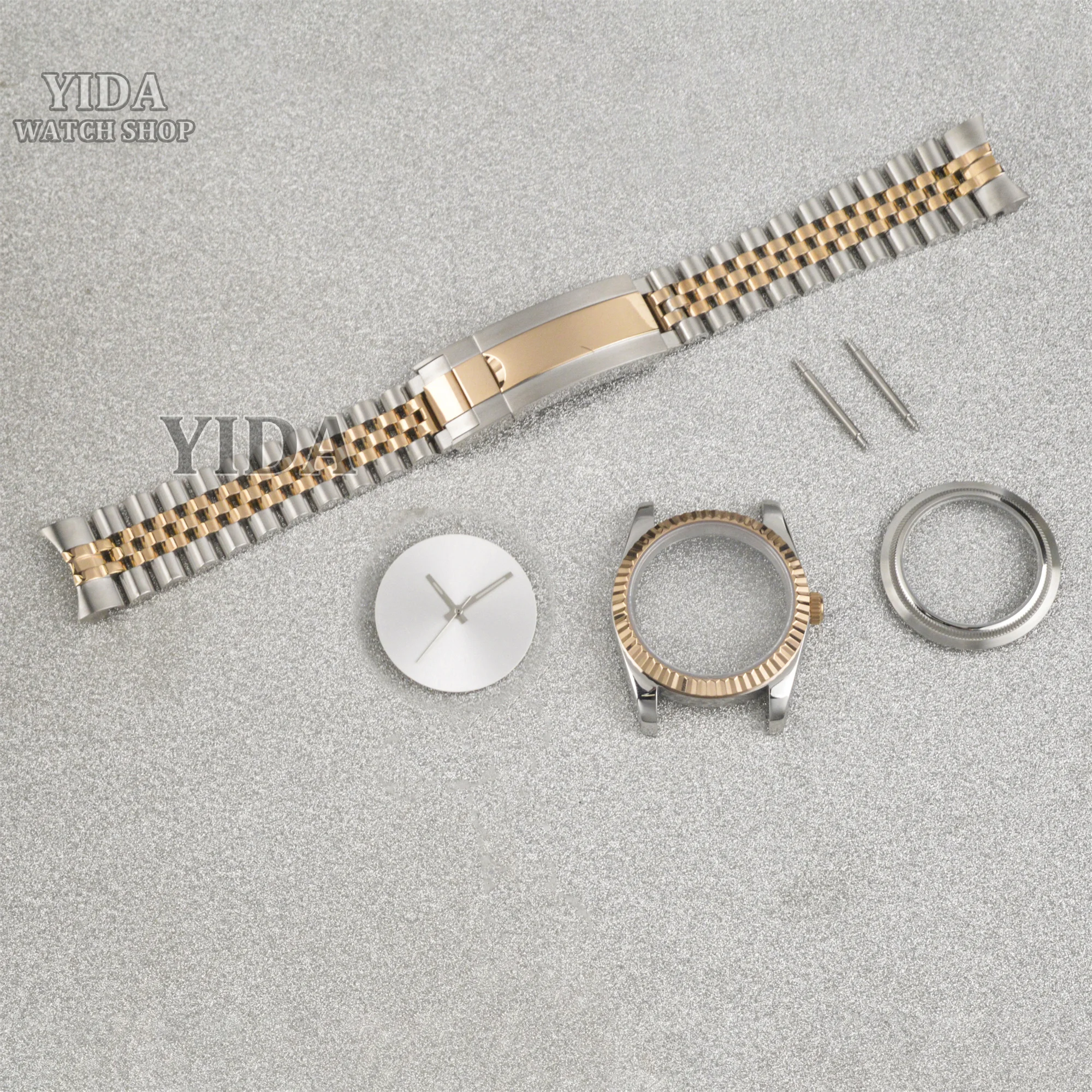 Rose Gold Silver 36mm 39mm Watch Case Band Stainless Steel Parts For Oyster Datejust NH35 NH36 Automatic Movement 28.5mm Dial