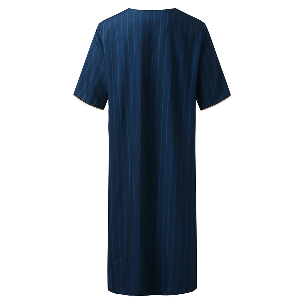 Jubba Kaftan de manga comprida muçulmana masculina, Thobe Maxi, Thobe árabe saudita, Dubai Robe, roupa listra, novo Caftan, A50