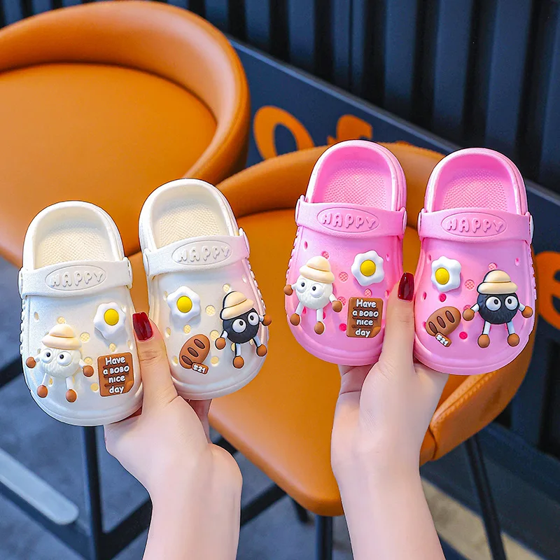 

New Summer Kids Slippers, Cartoon Closed-Toe Hole Shoes, Non-Slip Soft Sole for Toddler Boys & Girls