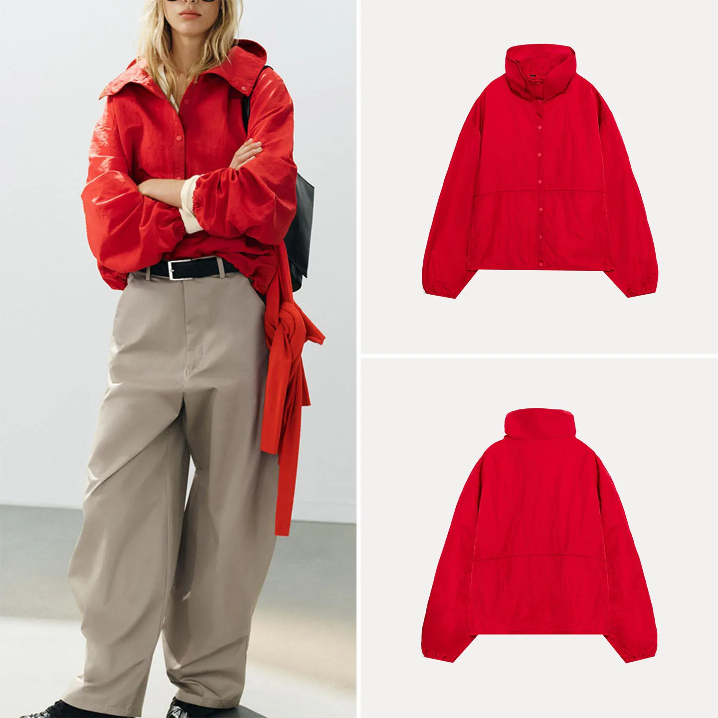 Loose Long Sleeve Stand Collar Button Decorated Outerwear Casual Style Women's Autumn Fashion ZADATA 2026 New Arrival