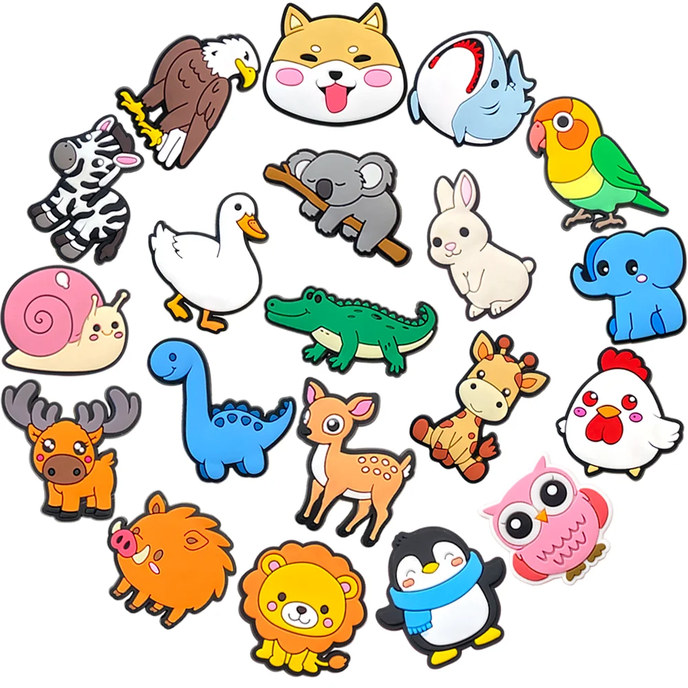 20Pcs/Set small animal Shoe Charms DIY Shoe Buckle Accessories PVC Shoe Decorations Christmas Gifts