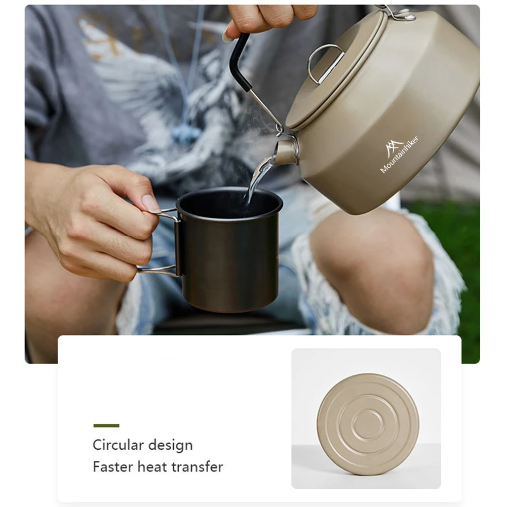 

Бутылка для воды объемом 1,4 л с ручкой, сверхлегкий металлический чайник для кофе и воды, для путешествий на природе, кемпинга, приготовления пищи