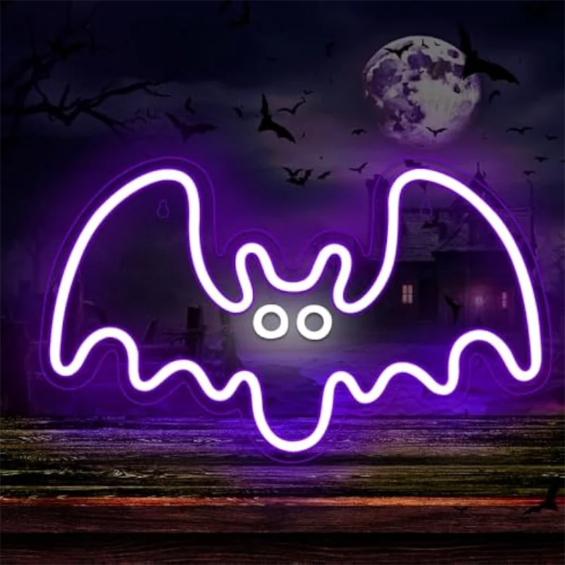 

Bat Neon Decor LED Sign Ghost Festival Neon Light Trick or Treat Fall Decor Halloween Indoor Lights for Home Party