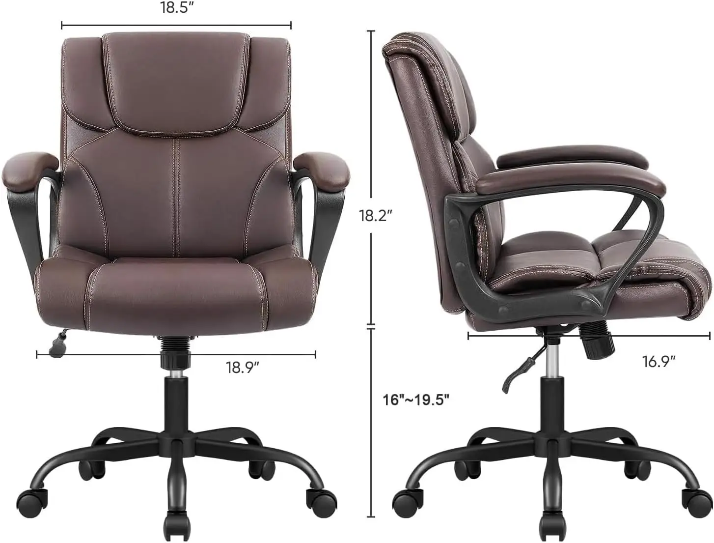 

Furmax Mid Back Executive Office Chair Swivel Computer Task Chair With Armrests,Ergonomic Leather-Padded Desk Chair With Lumbar