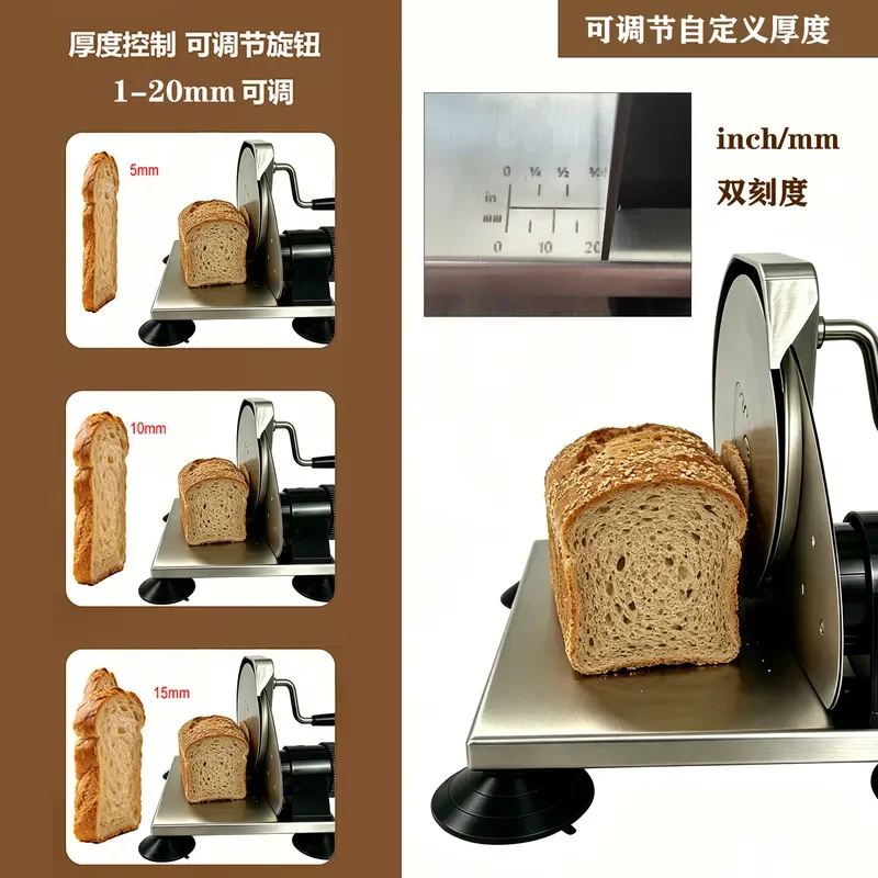 Commercial folding bread slicer, stainless steel adjustable thickness, household toast baguette sliced magic