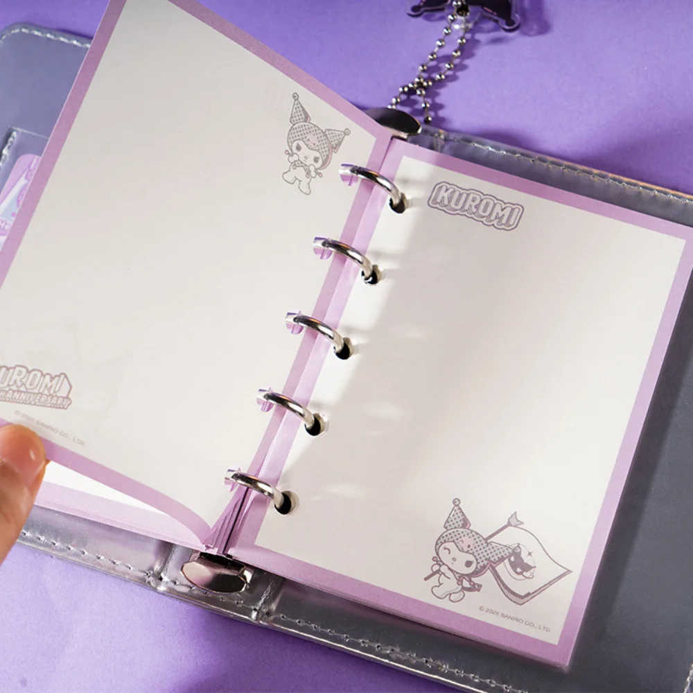 Genuino Kawaii Sanrio Kuromi álbum de recortes con adorno estudiantes papelería lindo dibujos animados páginas de hojas sueltas cuaderno diario niñas regalo