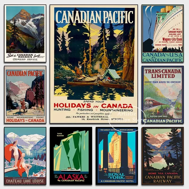 Canadian Pacific Poster Vintage Banff Canada Travel Poster Lake Louise Landscape Print Canvas Painting Wall Pictures Room Decor