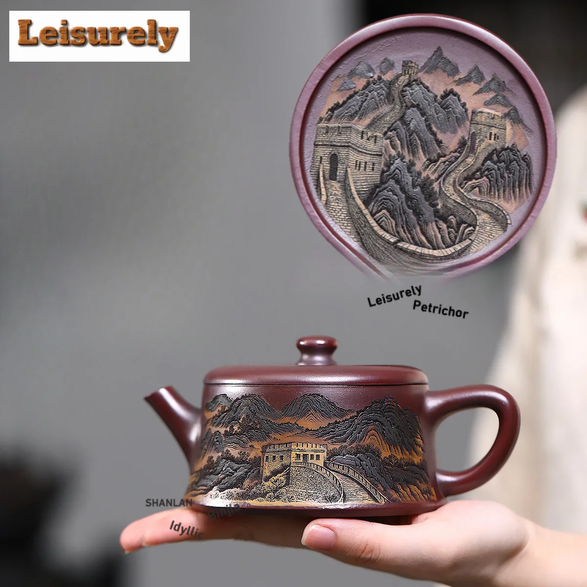 290ml Creative Yixing Purple Clay Teapots Handmade Large Caliber Pot Raw Ore Antique Brass Mud Tea Brewing Kettle Zisha Tea Set