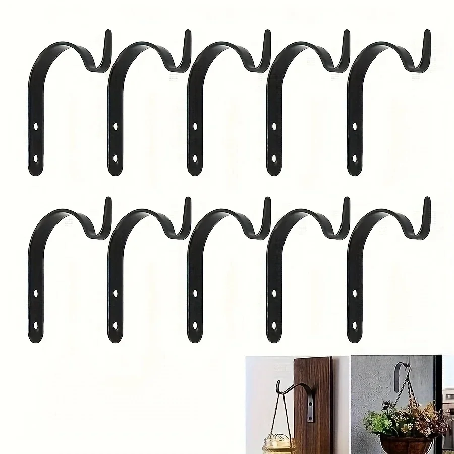 3/6Pcs J-Shape Wall Hook Metal Flower Pot Hanging Iron Hook Fixing Outdoor for Garden Wall Basket Plant Rack Bracket Decoration