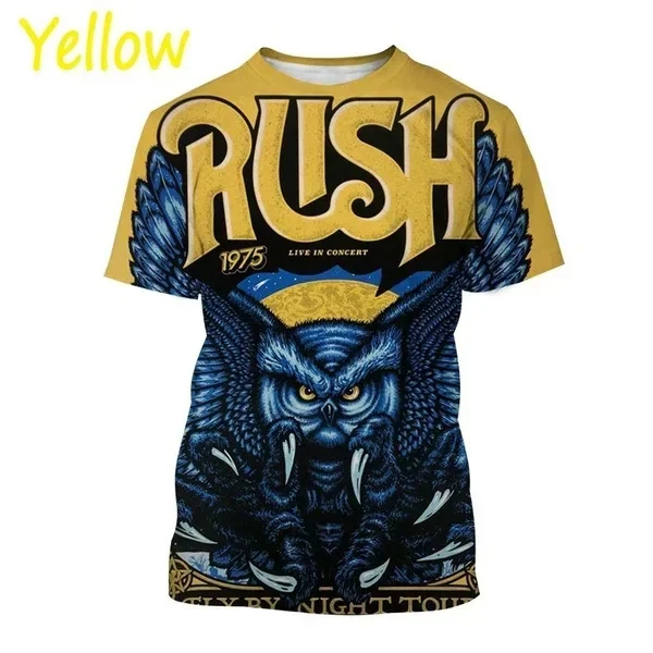 Popular Classic Rush Rock Band 3D Printed Men's T shirt Hip-hop Causal Short sleeve T-shirt Oversized Unisex Streetwear Clothing