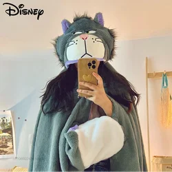 Disney Cartoon Clothes Cute Lucifer Hooded Cape Blanket Women Men Plush Warm Cloak Office Indoor Blanket Y2k Luxury Soft Shawls