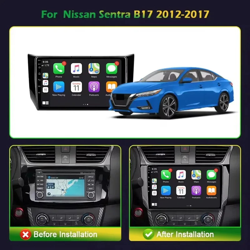 Android 15 Carplay Auto Car Radio for Nissan Sylphy B17 Sentra 12 2012 2013 2014-2018 GPS Multimedia Video Player WIFI 2din